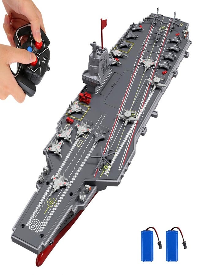 SNACKTANT RC Boats for Kids 8-12, 16-inch Warship Battleship Aircraft Carrier with 2 Rechargeable Batteries, 15mph High Speed Remote Control Military Ship for Pool & Lake, Exhibits Model Gift for Boys - Image 1